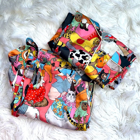 🌸[ Karen Mabon ] Fancy Dress Cats Pajama Short Sleeve Set - Picture 4 of 16